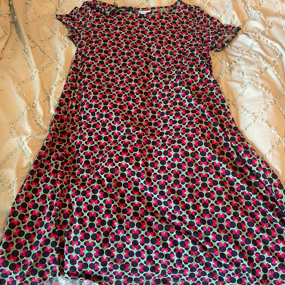 LuLaRue Minnie Mouse Green and Pink Patterned dress